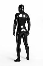Metallic Pewter Male Face-Entry Latex Catsuit