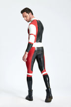 Metallic Pewter Male 'Cdr Batwing' Back Zip Latex Catsuit