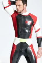 Metallic Pewter Male 'Cdr Batwing' Back Zip Latex Catsuit