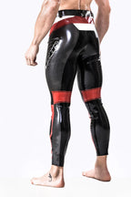 Metallic Pewter Male Latex Motorcycle Branding Pants
