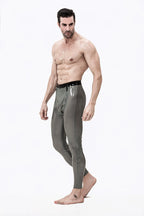 Metallic Pewter Male Latex Sailor-front Leggings