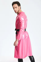 Metallic Pink Latex Male Dressing Gown