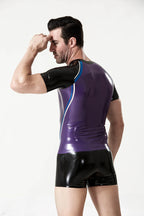 Metallic Purple Male 'Chevron' Raglan Sleeved Latex T-Shirt