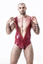 Metallic Red Male 'Daredevil' Latex Leotard