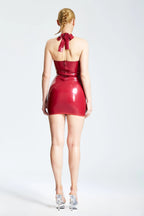 Metallic Red 'Strawberry Surprise' Halter-Neck Micro Latex Dress