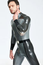 Metallic Silver Male 'Flight Commander' Latex Catsuit