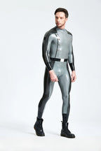 Metallic Silver Male 'Flight Commander' Latex Catsuit