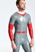 Metallic Silver Male 'Catcher' Latex Catsuit