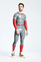 Metallic Silver Male 'Catcher' Latex Catsuit