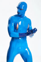 Middle Blue Male 'Integral-ation' Total Cover Latex Suit (For thinner people)
