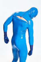 Middle Blue Male 'Integral-ation' Total Cover Latex Suit (For thinner people)