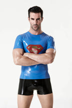 Middle Blue Male 'Super-Guy' Latex T-shirt