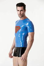 Middle Blue Male 'Super-Guy' Latex T-shirt