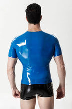 Middle Blue Male 'Star-get' Latex Muscle T-Shirt