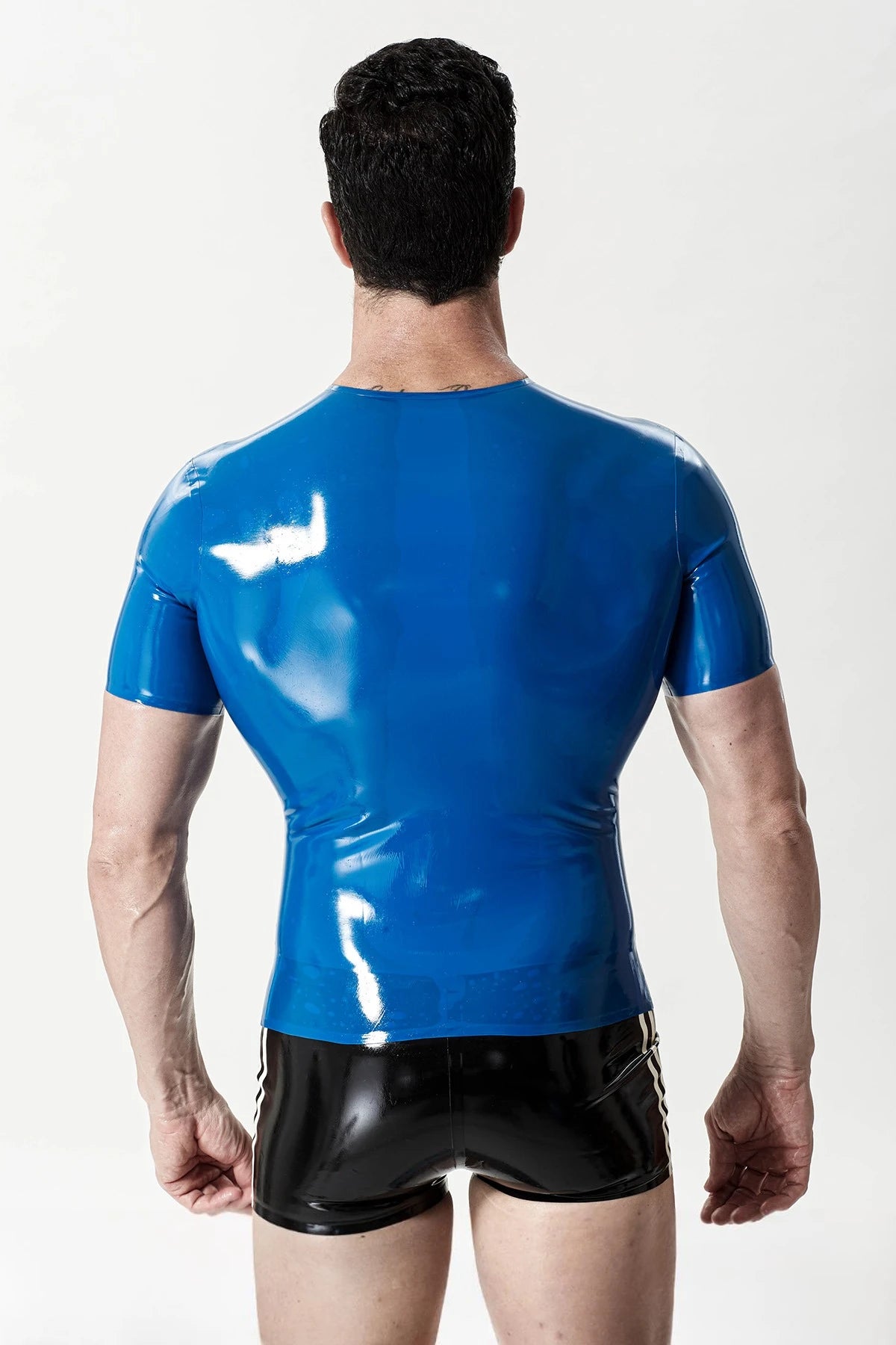 Middle Blue Male 'Star-get' Latex Muscle T-Shirt