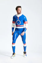 Middle Blue Male 'Circle Of Life' Back Zip Latex Catsuit
