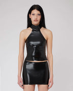 Natural Latex Collar Top with Snap Buttons