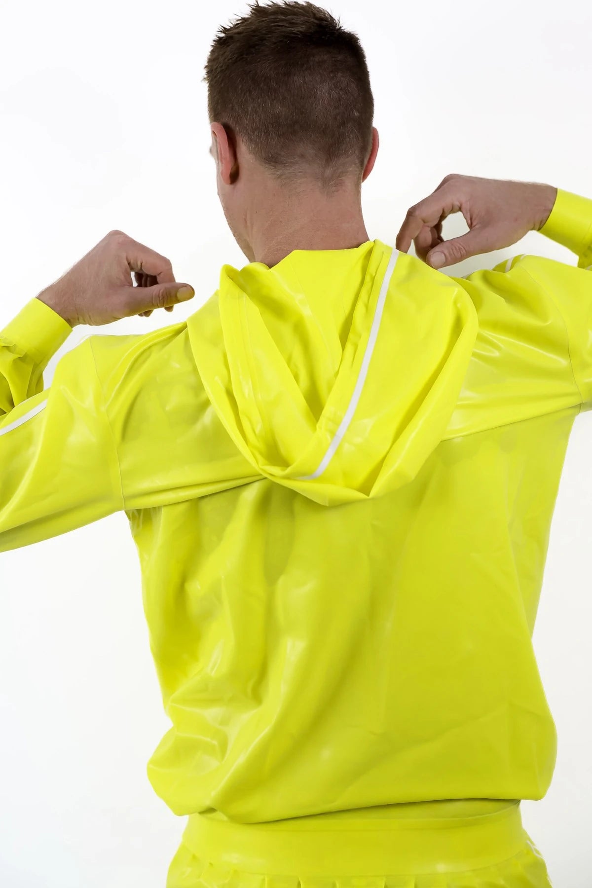 Neon Yellow Male Standard Latex Sports Tracksuit Latex Jacket