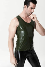 Olive Green Male Latex Regular Singlet