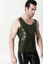 Olive Green Male Latex Regular Singlet