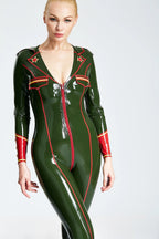 Olive Green 'Riflewoman of China' Latex Catsuit