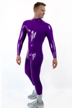 Orange  & Pink  & Metallic Gold Male Standard Back Zip Latex Catsuit