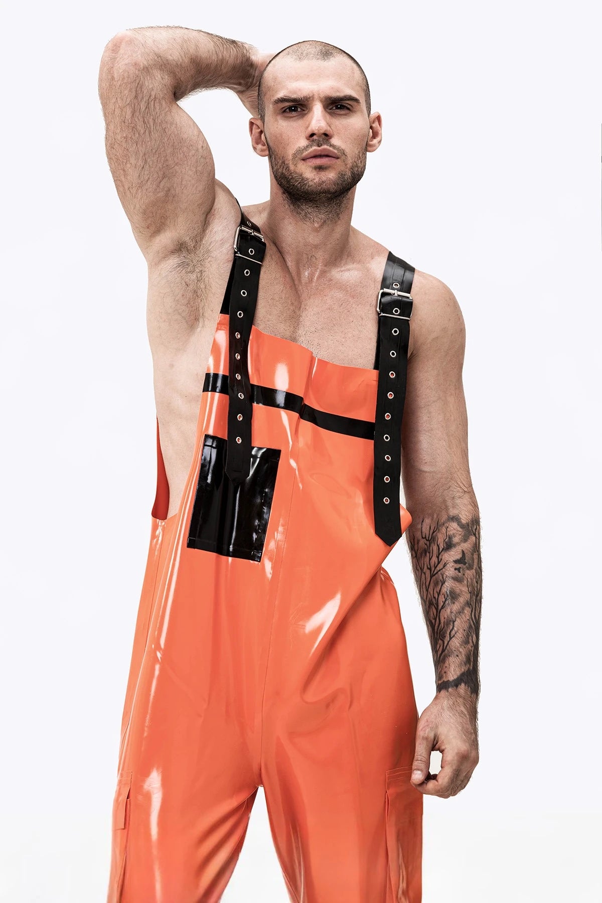 Orange Latex Male Firefighter Off-Duty Dungarees