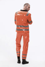 Orange Male Fireman Style Uniform Latex Jacket