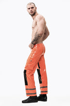 Orange Male Fireman Style Latex Uniform Pants