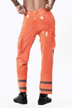 Orange Male Fireman Style Latex Uniform Pants