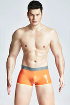 Orange Male Latex Rear-holed Briefs