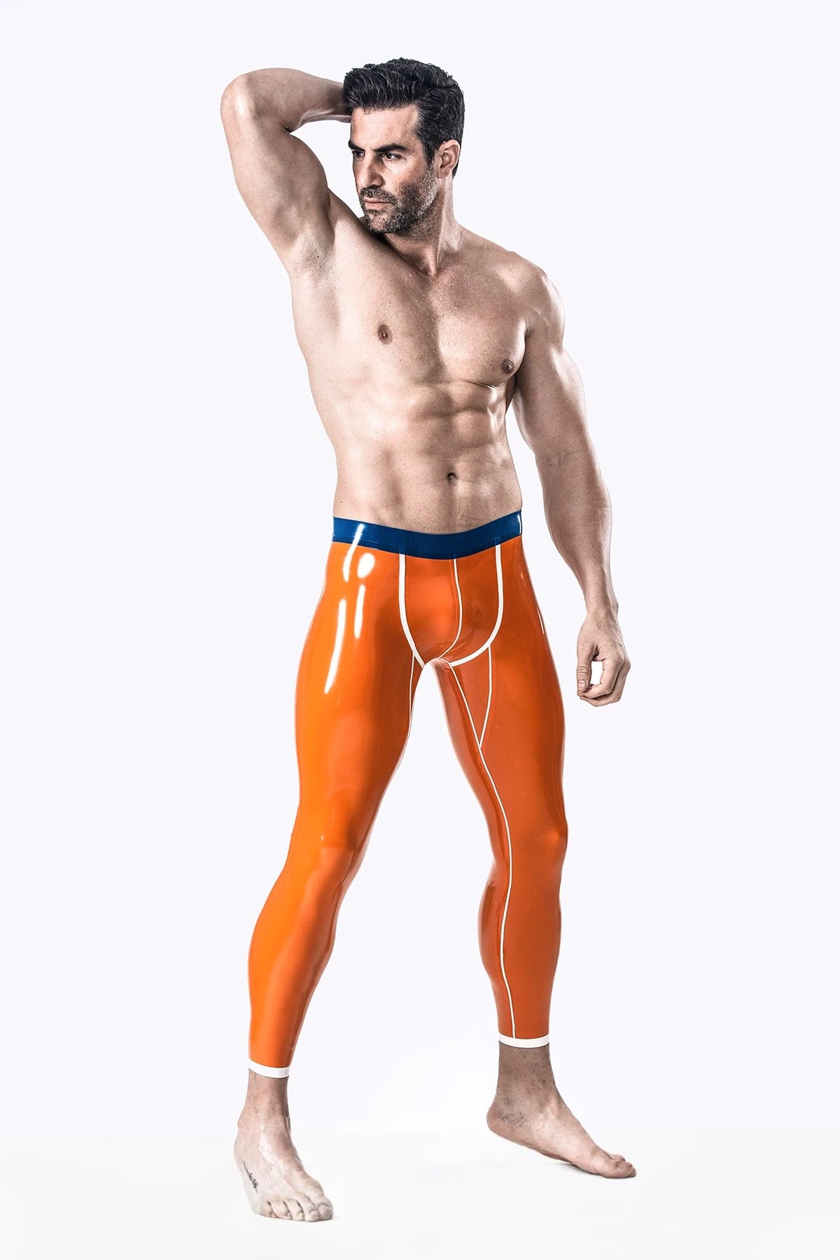 Orange Male Orange Delight Latex Leggings