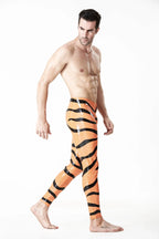 Orange Male Latex 'Tiger' Patterned Tights