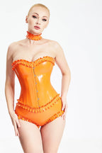 Orange 'Wild West' Saloon Latex Corset