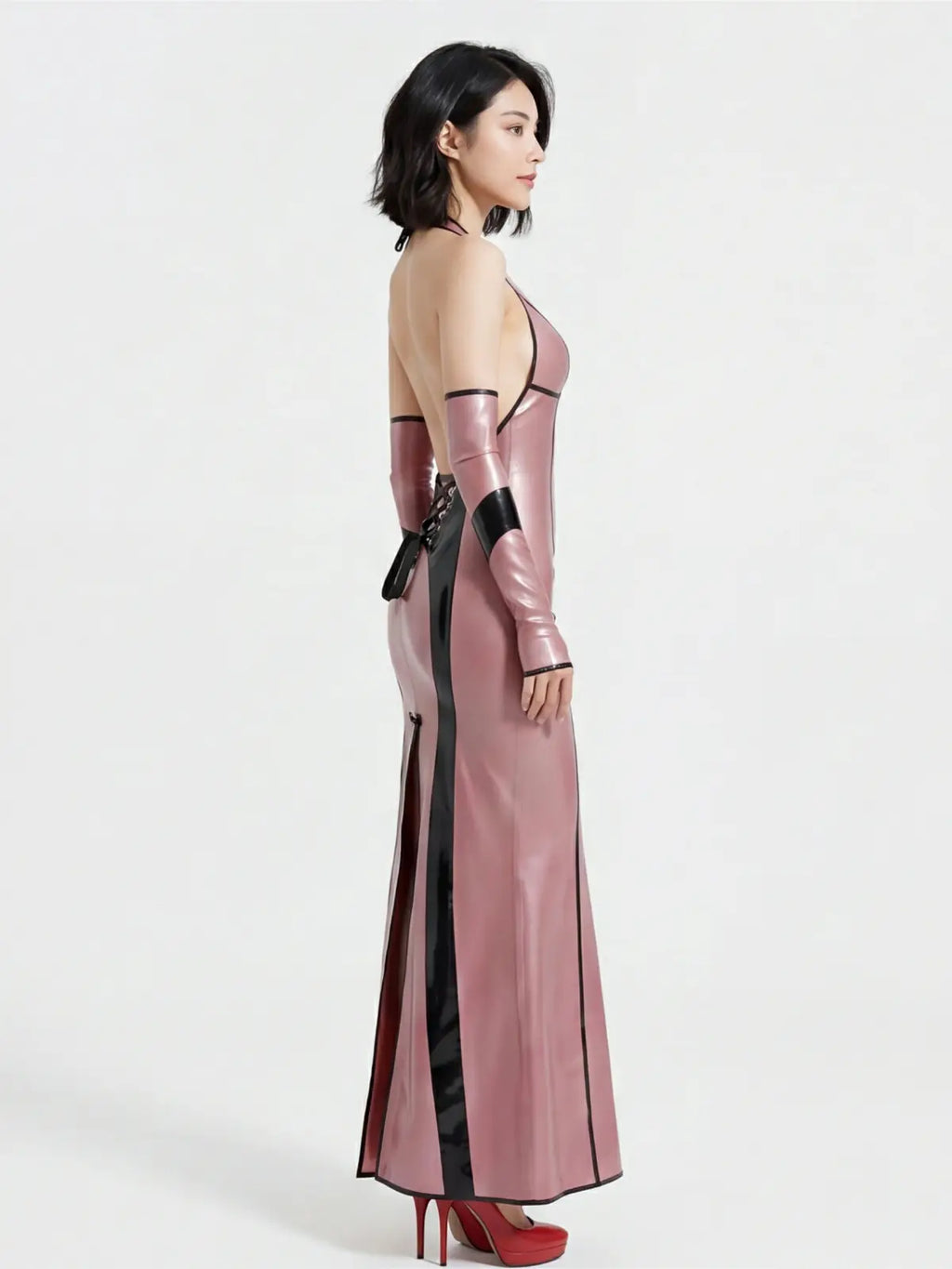 Pearlsheen Old Rose Latex Lady Floret Gown