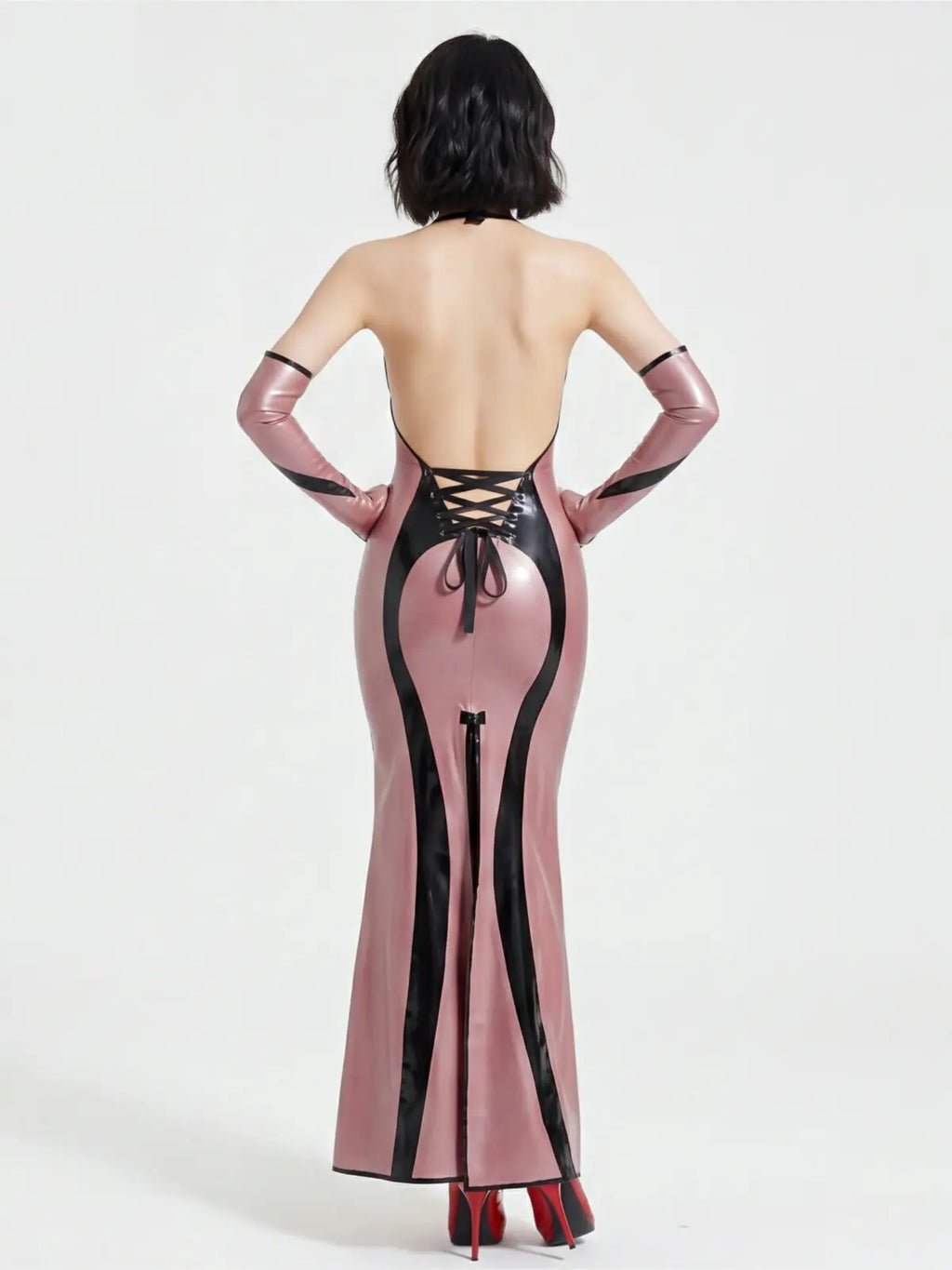 Pearlsheen Old Rose Latex Lady Floret Gown