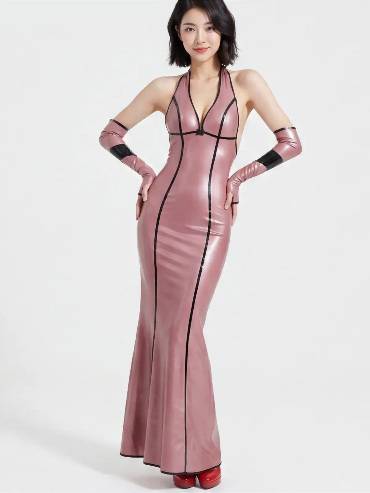 Pearlsheen Old Rose Latex Lady Floret Gown