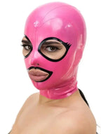 Pink Latex Hood — Bubblegum Bandit — Black Cat-Eye Trim