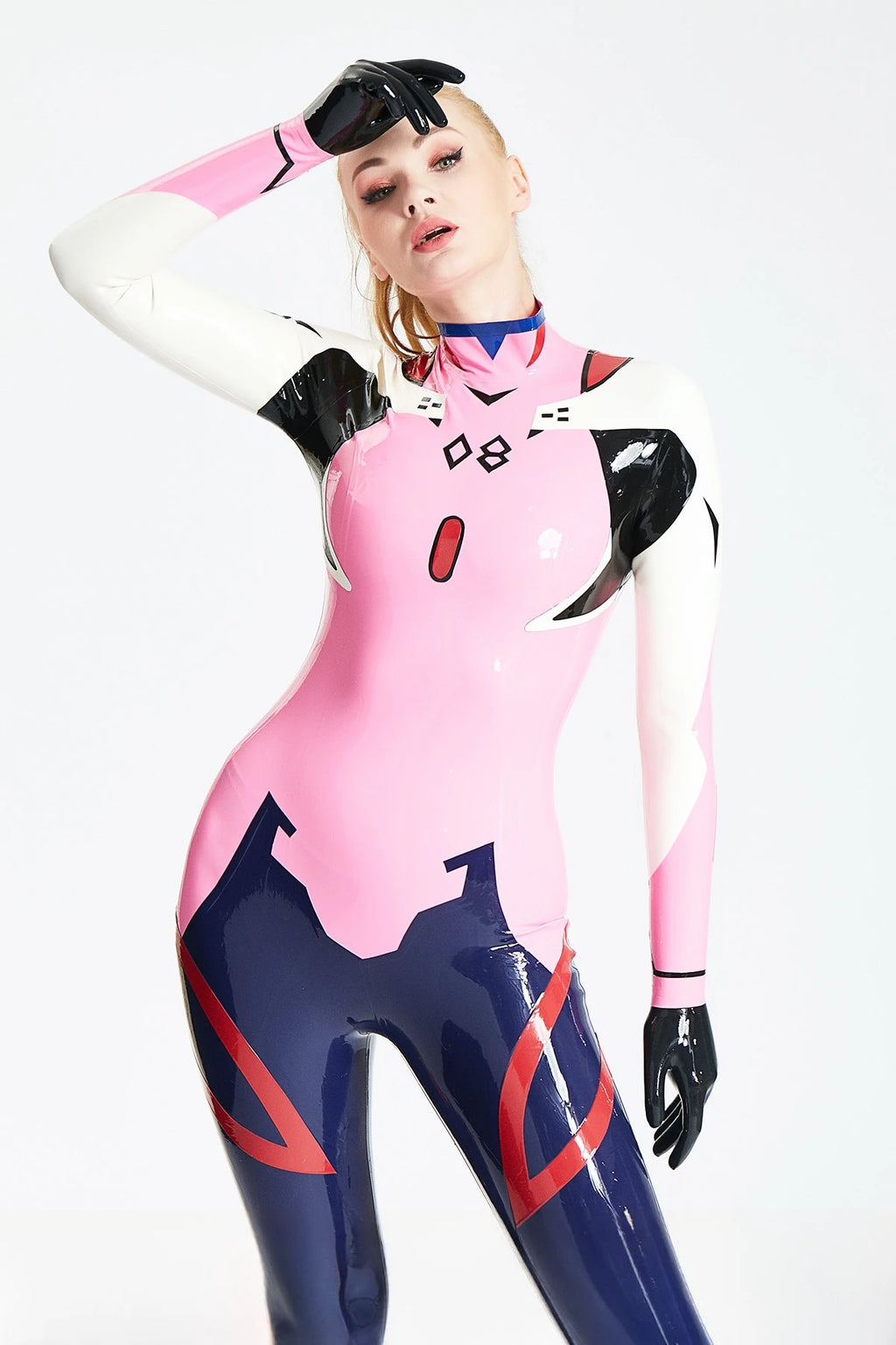 Bubblegum Pink 'Playtime' Latex Catsuit With Gloves and Feet