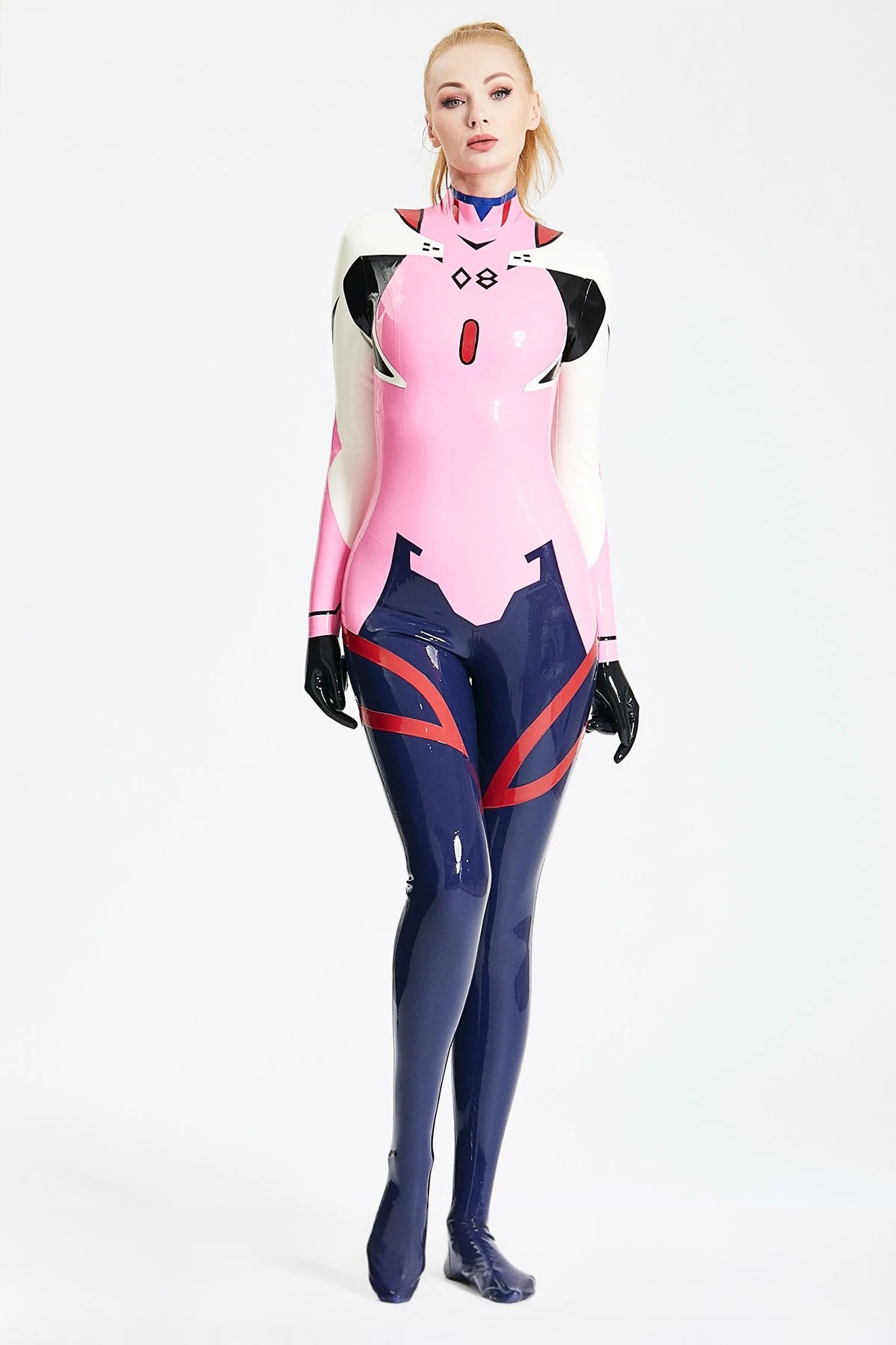 Bubblegum Pink 'Playtime' Latex Catsuit With Gloves and Feet