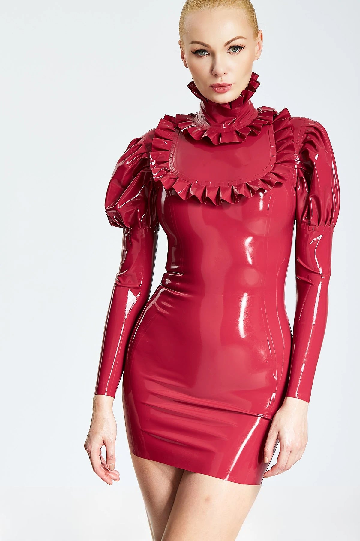 Plum Red 'Juliette' Formal Micro Latex Dress