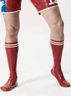 Plum Red Male Latex Football Socks