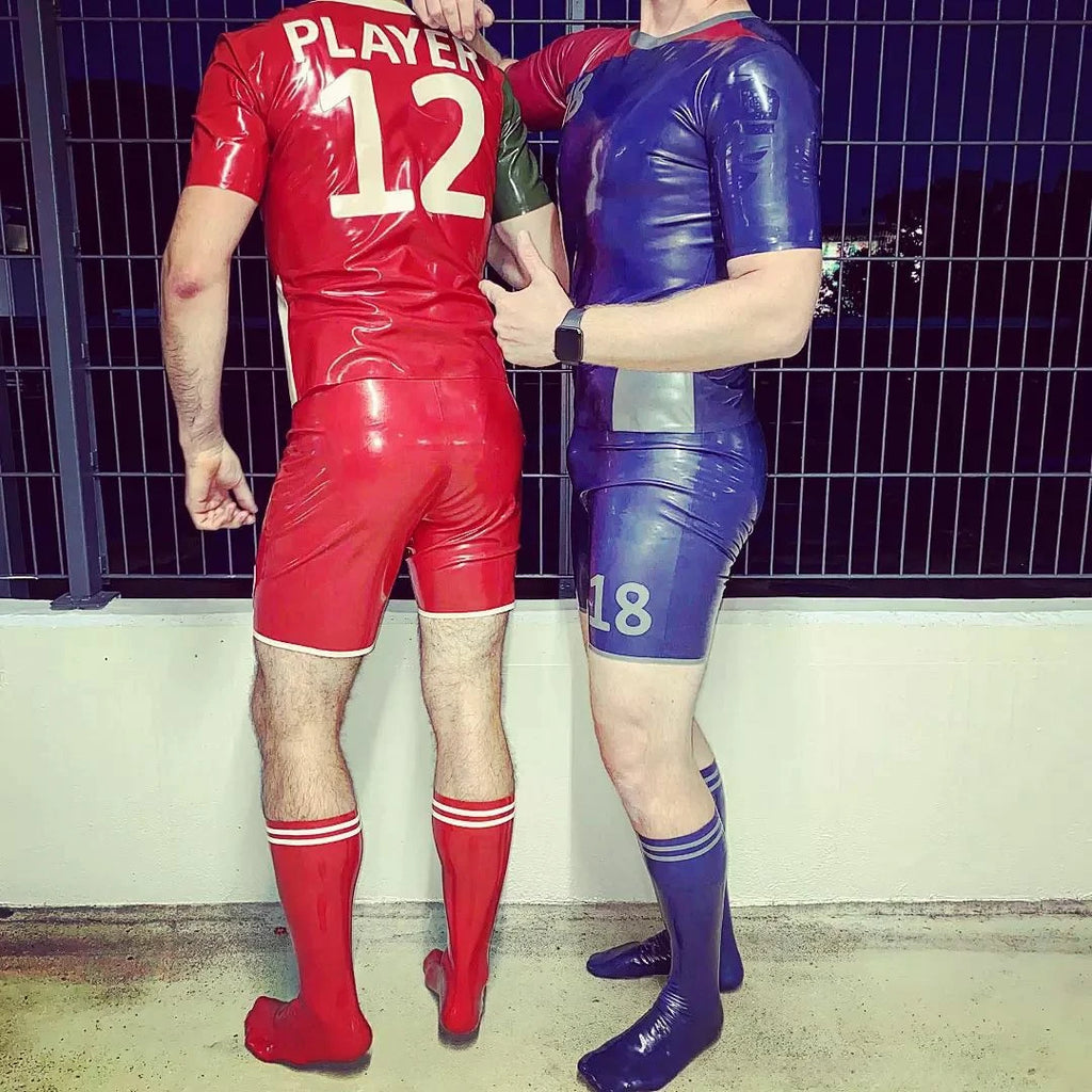 Plum Red Male Latex Football Socks