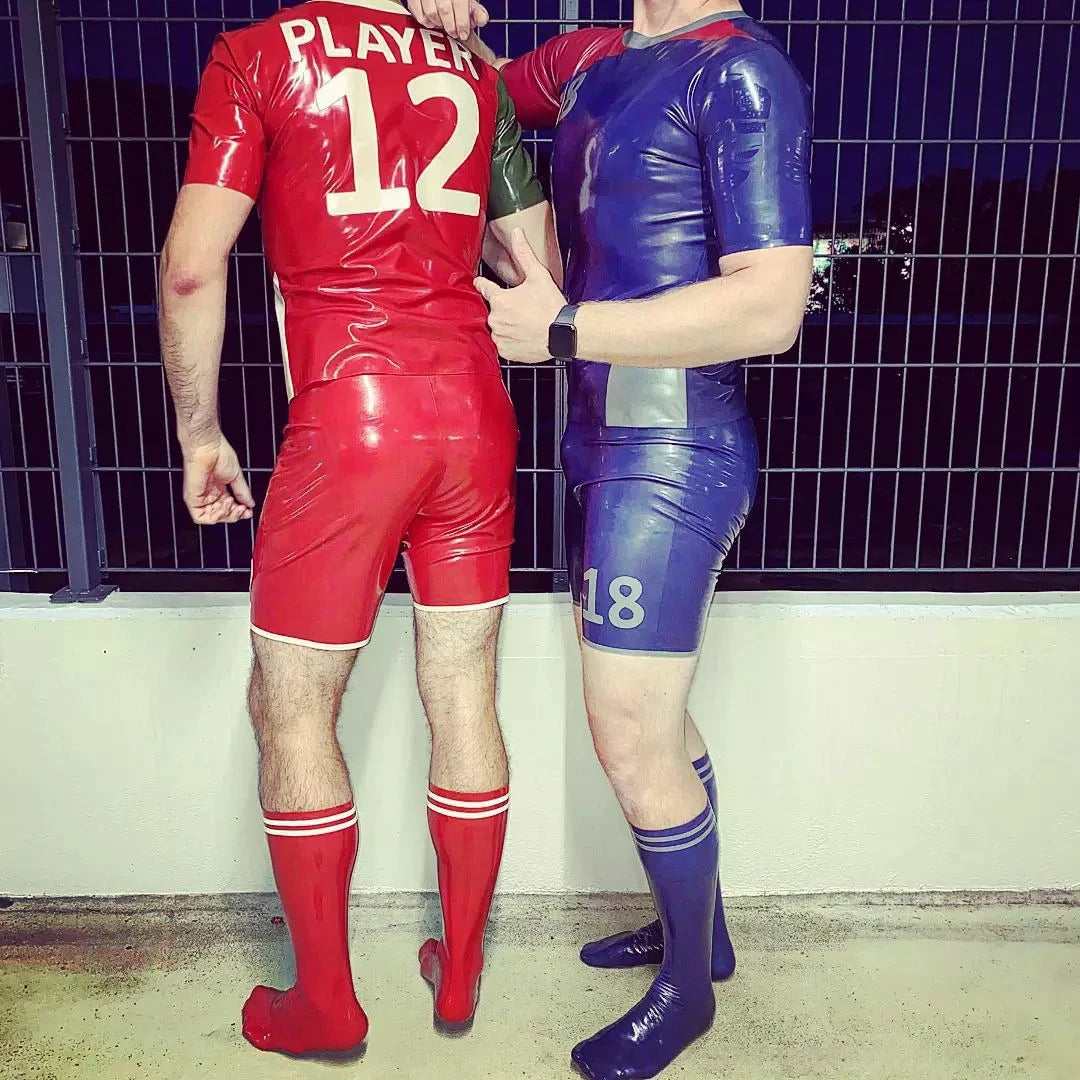 Plum Red Male Latex Football Socks