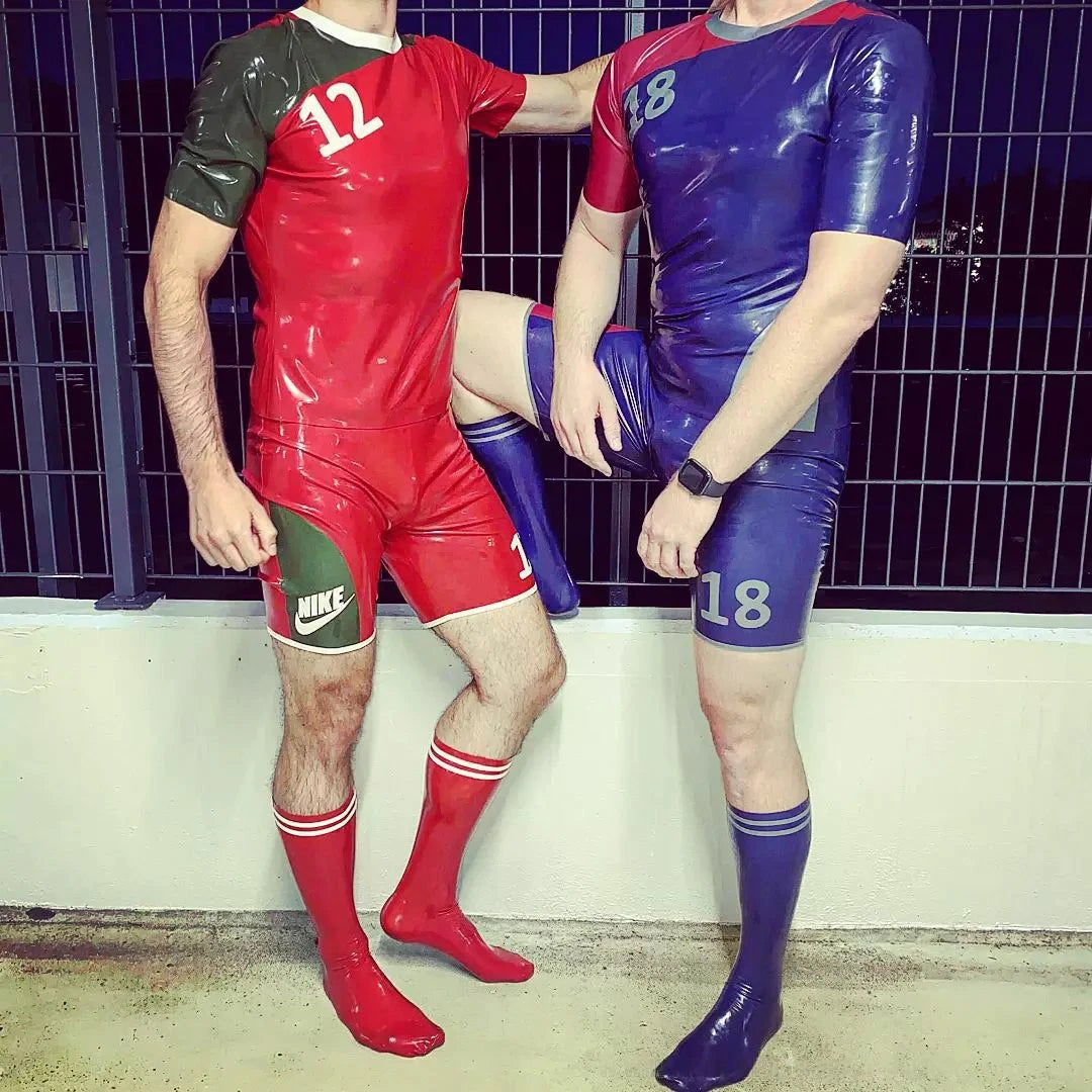 Plum Red Male Latex Football Socks