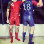 Plum Red Male Latex Football Socks