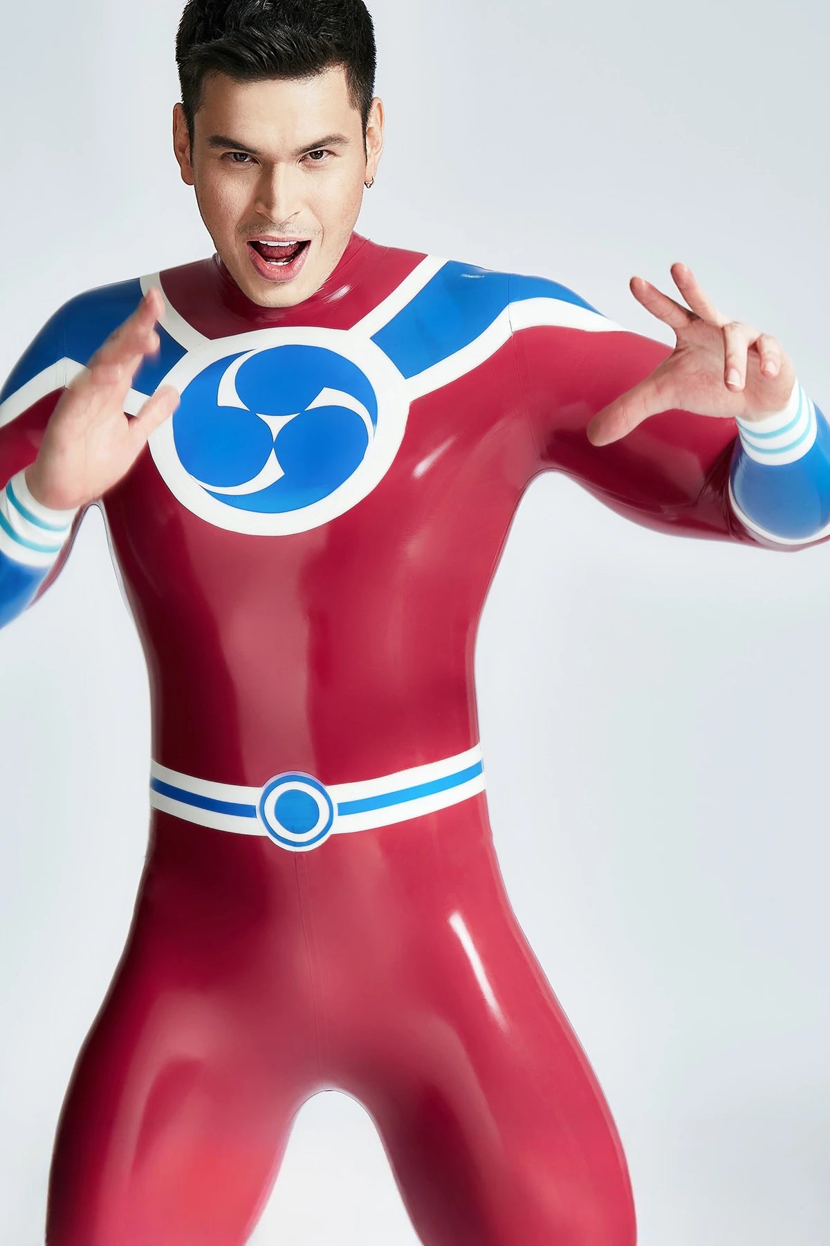 Plum Red Male 'Captain 999' Latex Catsuit