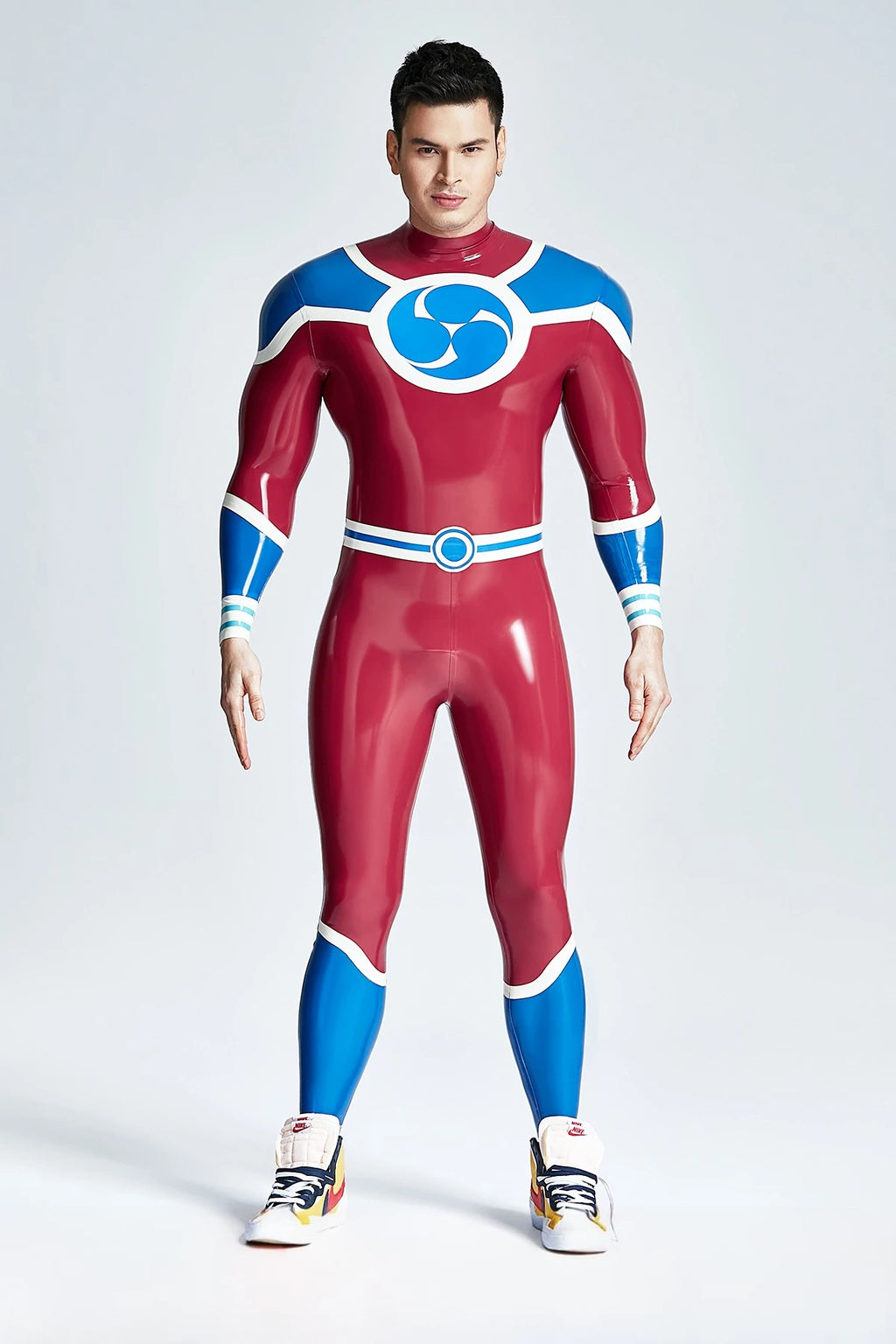 Plum Red Male 'Captain 999' Latex Catsuit