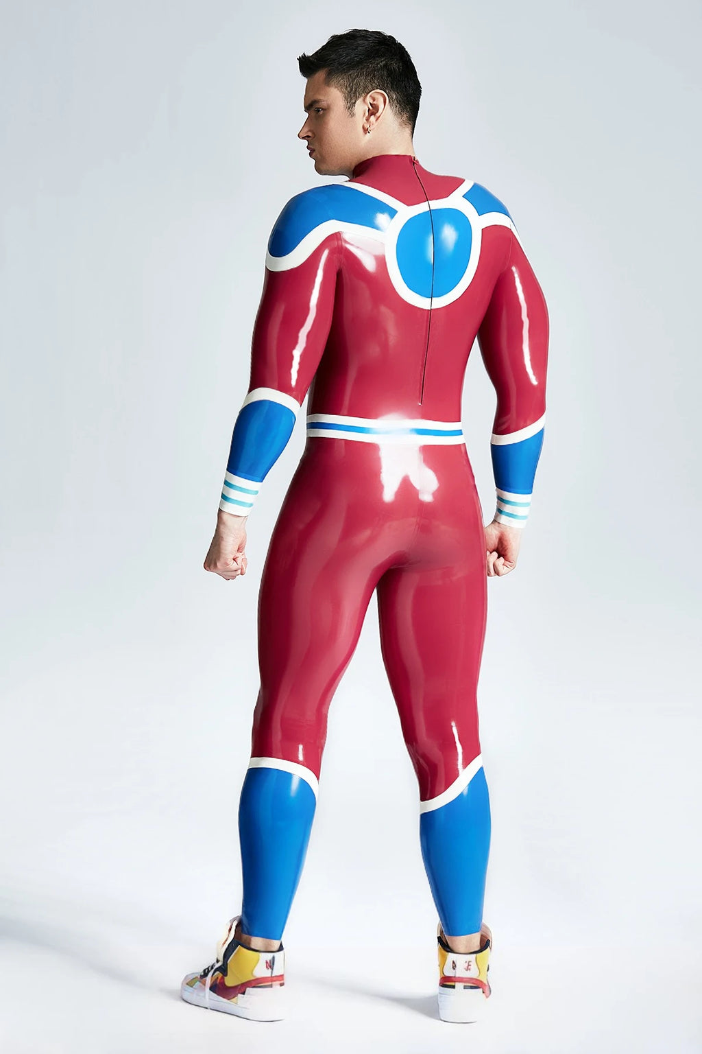 Plum Red Male 'Captain 999' Latex Catsuit