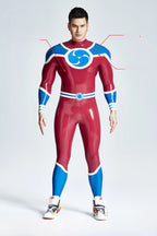 Plum Red Male 'Captain 999' Latex Catsuit